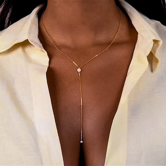 🔵𝟲𝟱%𝗢𝗙𝗙 𝗯𝘂𝗻𝗱𝗹𝗲𝘀 𝟯+🔵 NEW Delicate Pearl Drop Stainless Steel Necklace - Picture 5 of 14